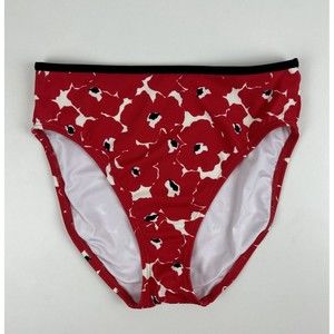 Victoria's Secret Red Poppy Print High Rise Bikini Swim Bottoms -Size Small